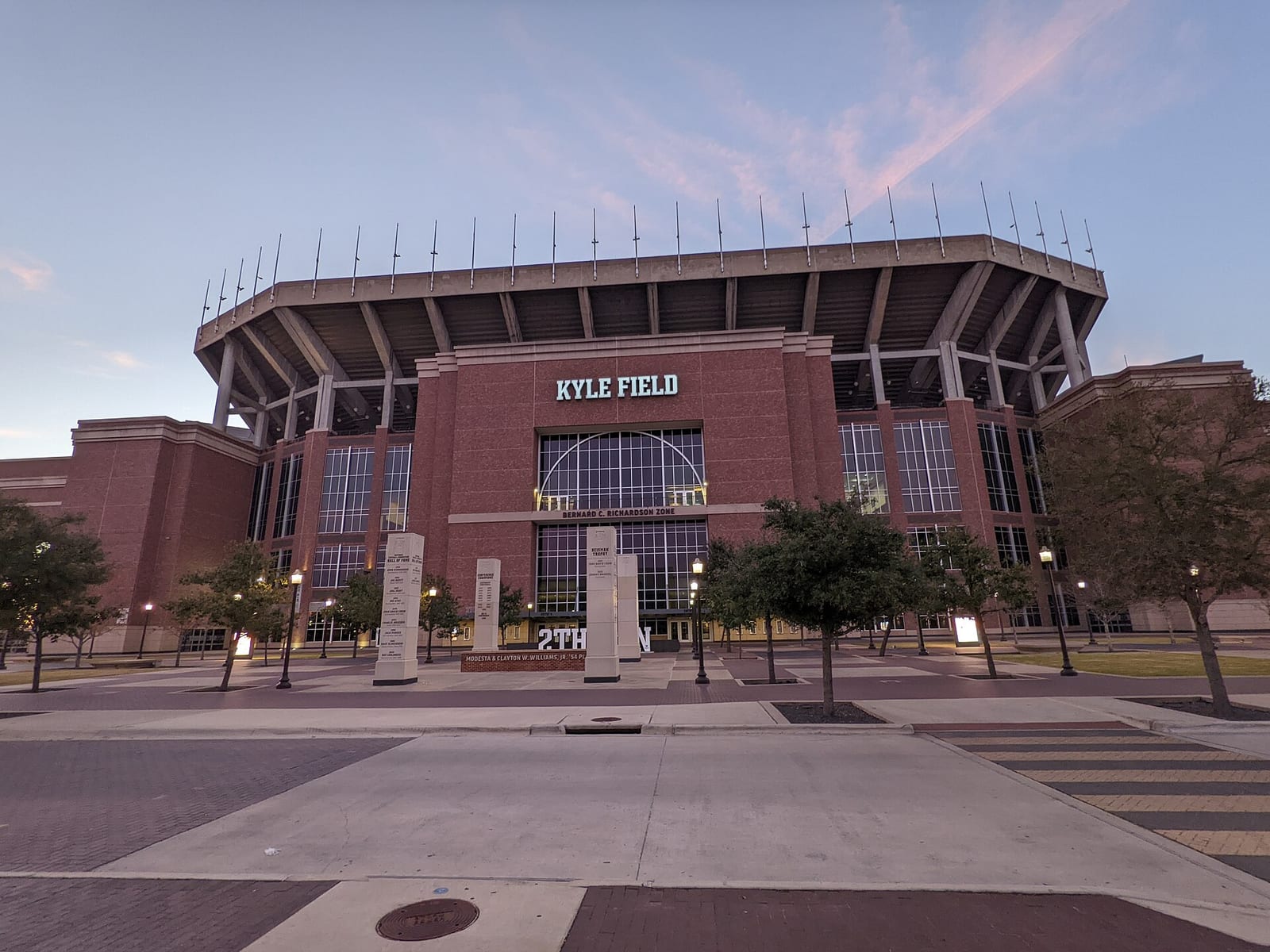 The brick exterior of Kyle Field