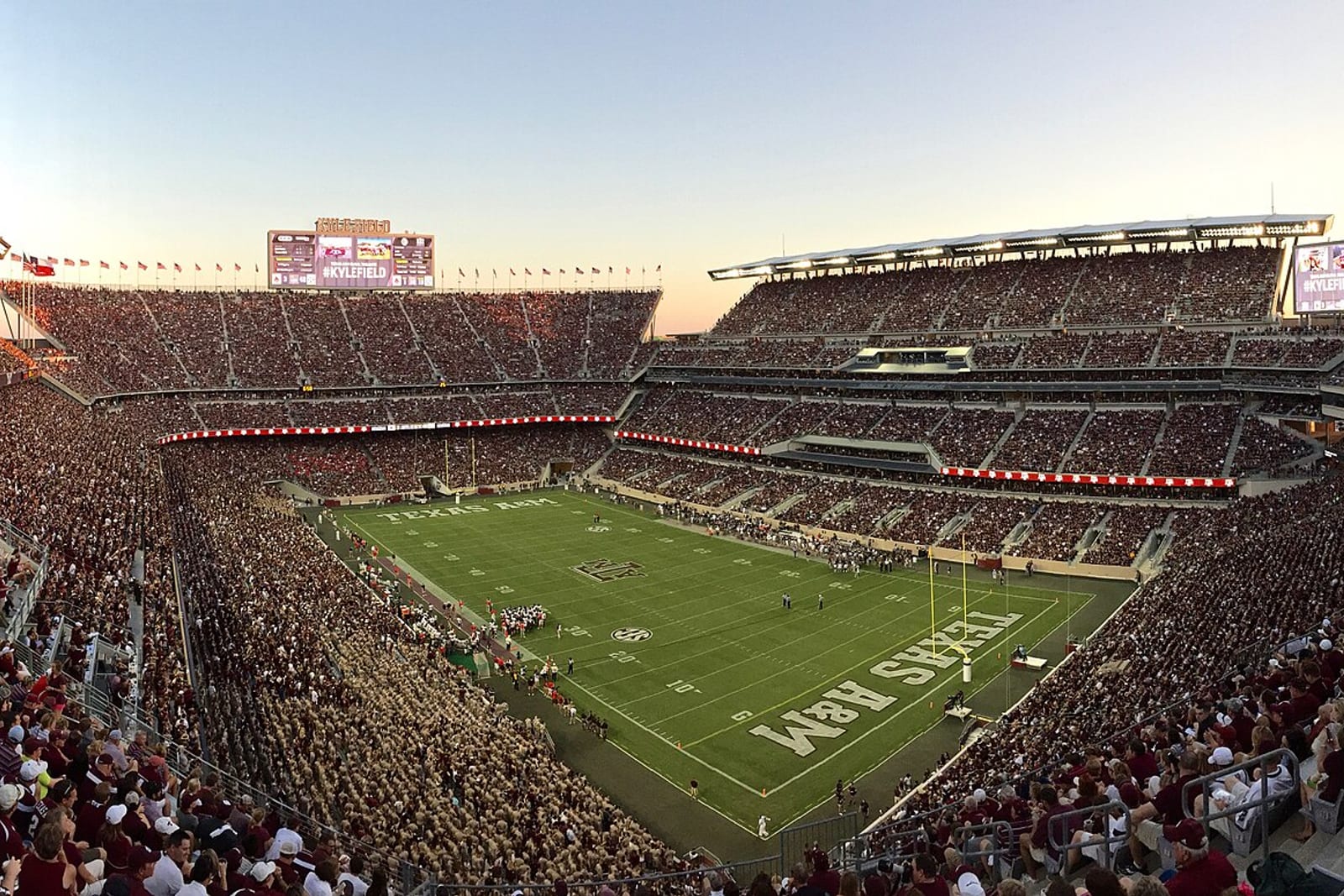 Panorama of a packed Kyle Field during a game